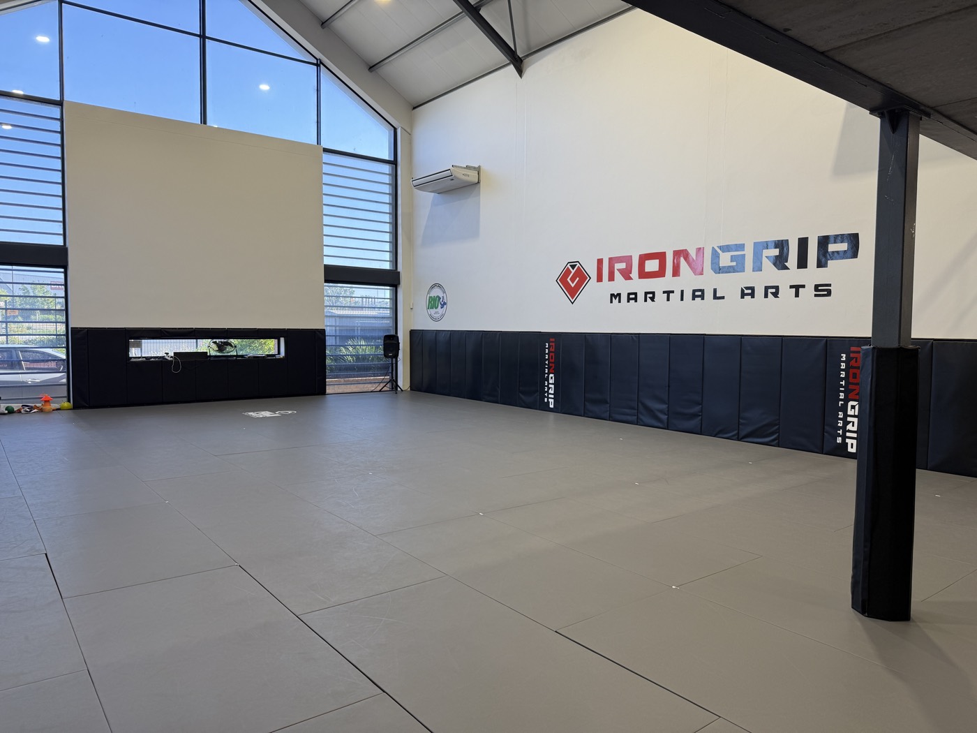 The spacious matted training hall at Iron Grip Martial Arts where the movie night is held